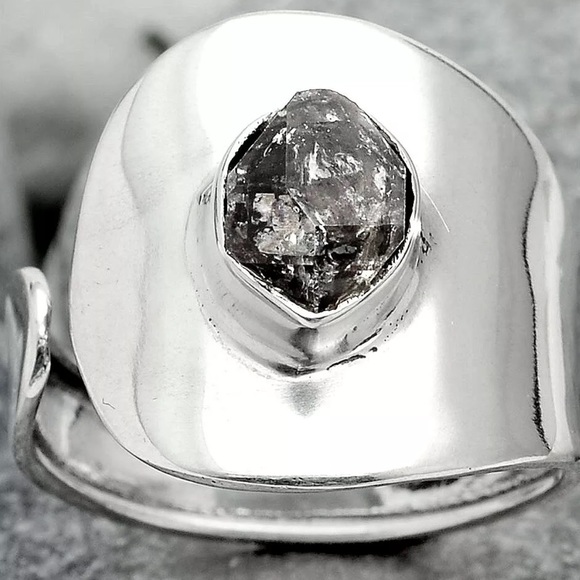 Herkimer diamond sterling silver ring adjustable - Picture 4 of 4